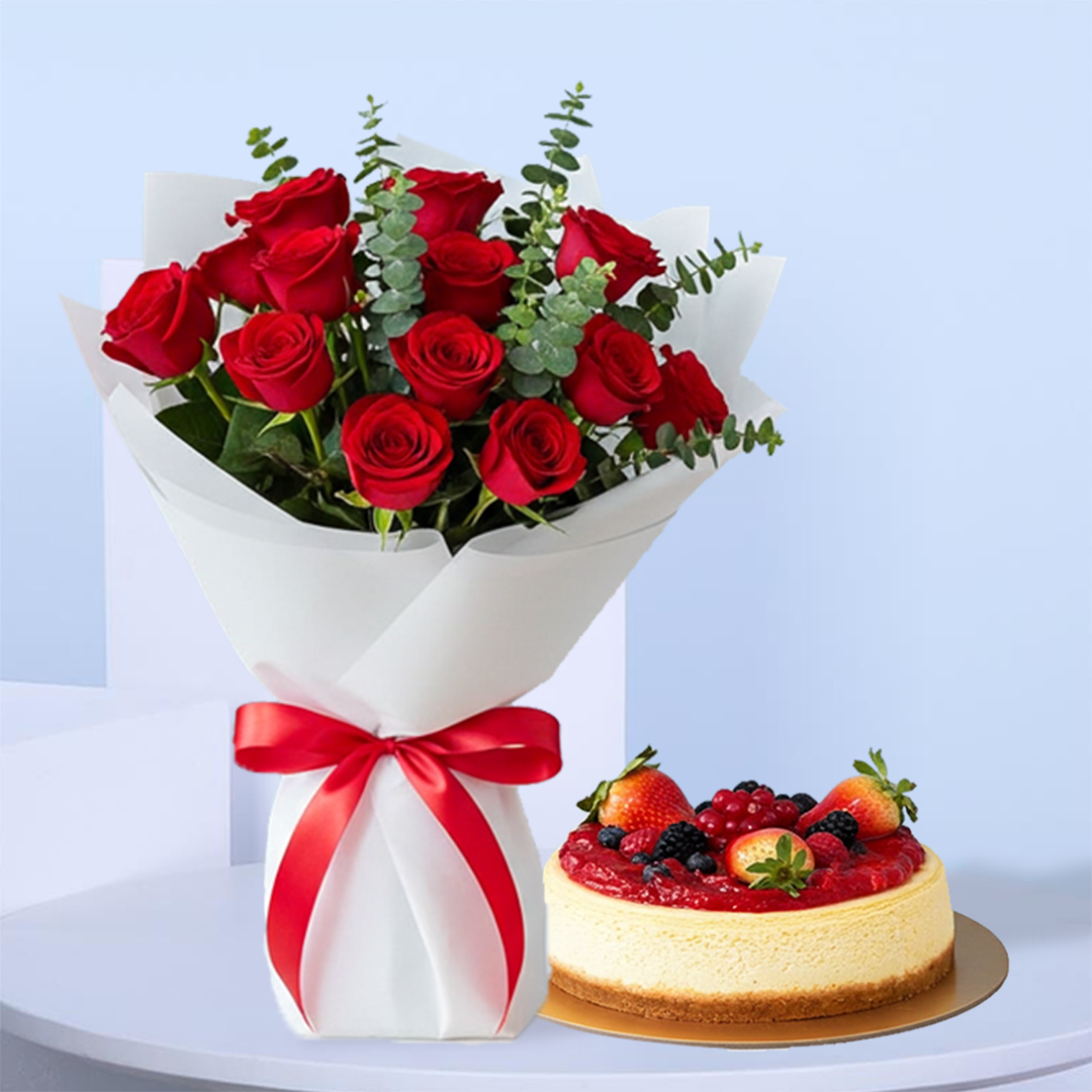 Red Roses & Cake Combo